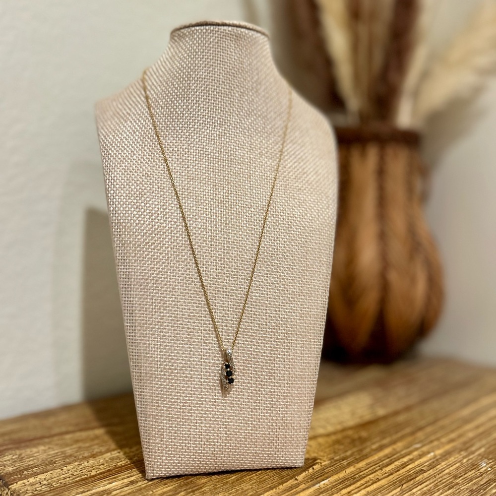 925 Sterling Silver Gold Plated Blue Sapphire Diamond Accent Pendant Necklace